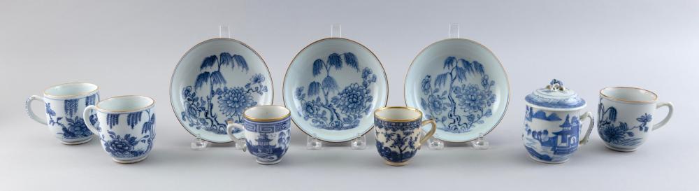 Appraisal: NINE ASSORTED CHINESE EXPORT BLUE AND WHITE PORCELAIN CUPS AND