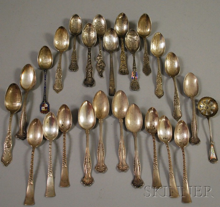 Appraisal: Group of Silver and Silver Plated Spoons thirteen mixed sterling