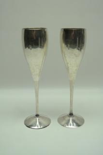 Appraisal: American Champagne Flutes Pair of silver plated champagne flutes