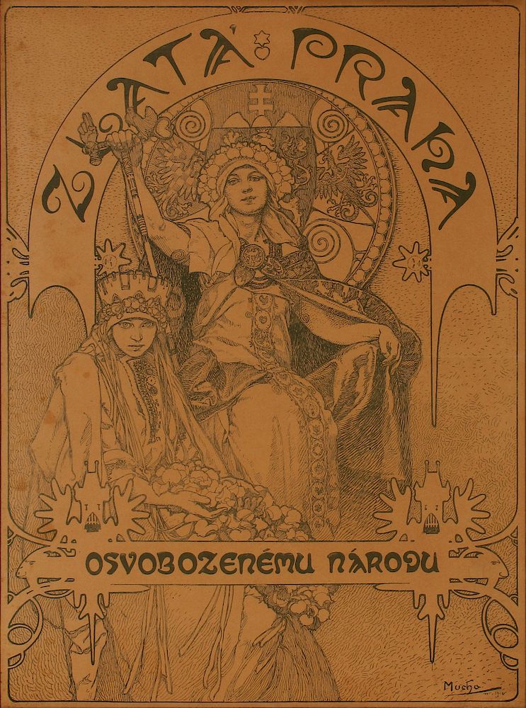 Appraisal: ALPHONSE MUCHA COVER ILLUSTRATION FOR ZALATA PRANA Alphonse Maria Mucha