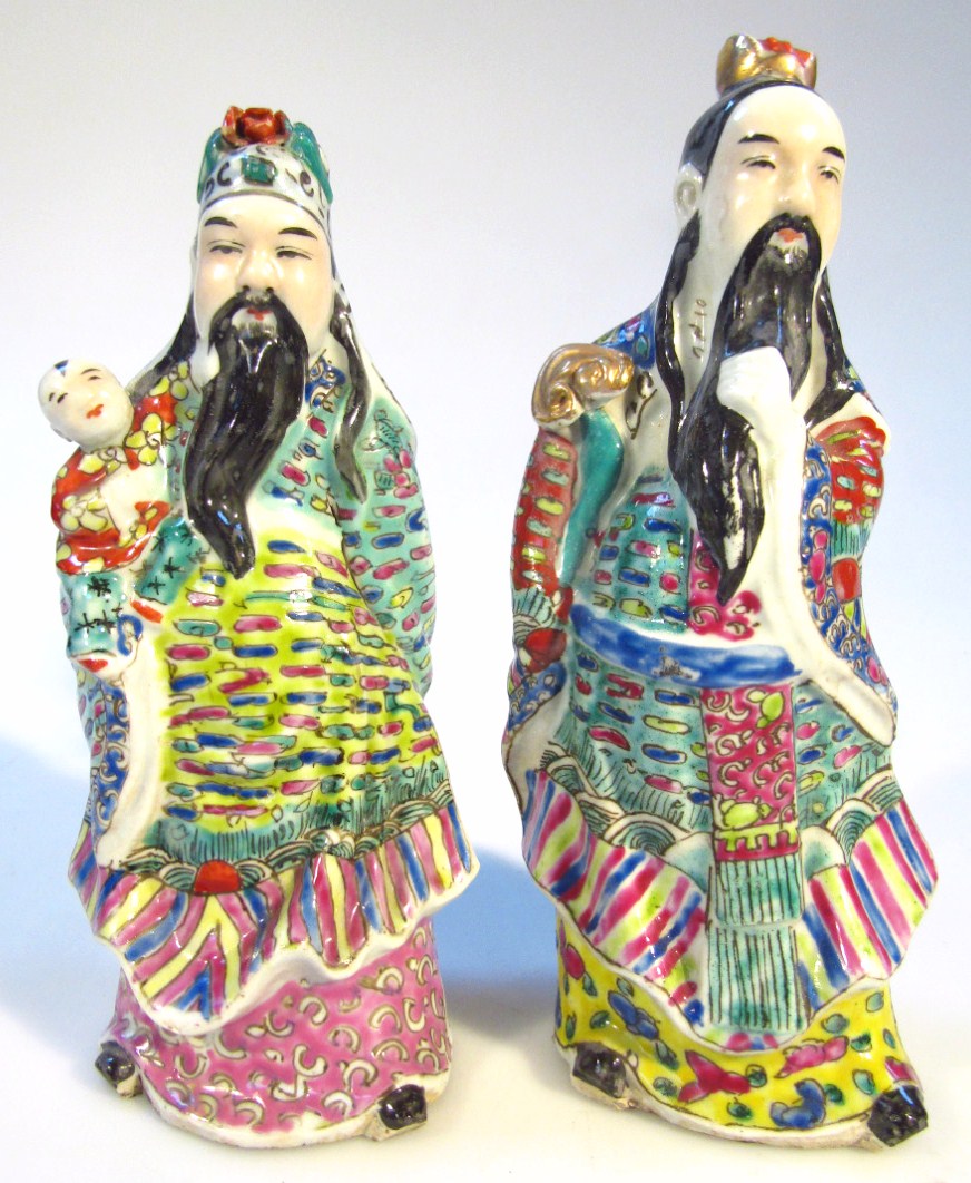 Appraisal: A pair of Chinese pottery famille jaune figures of bearded