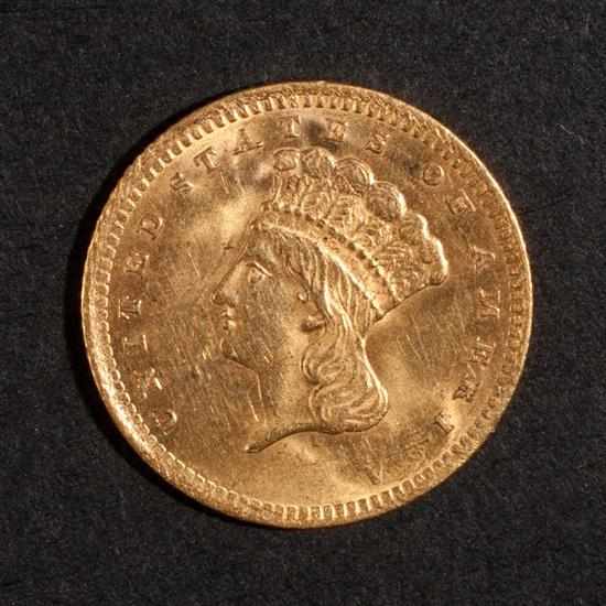 Appraisal: United States Indian head Type III gold dollar AU- Estimate