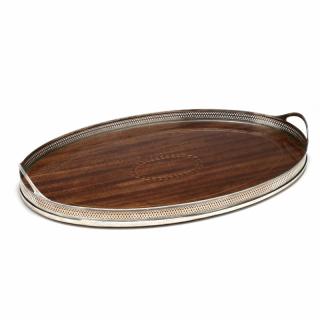 Appraisal: A Tiffany Co Sterling Silver Mahogany Gallery Tray circa -