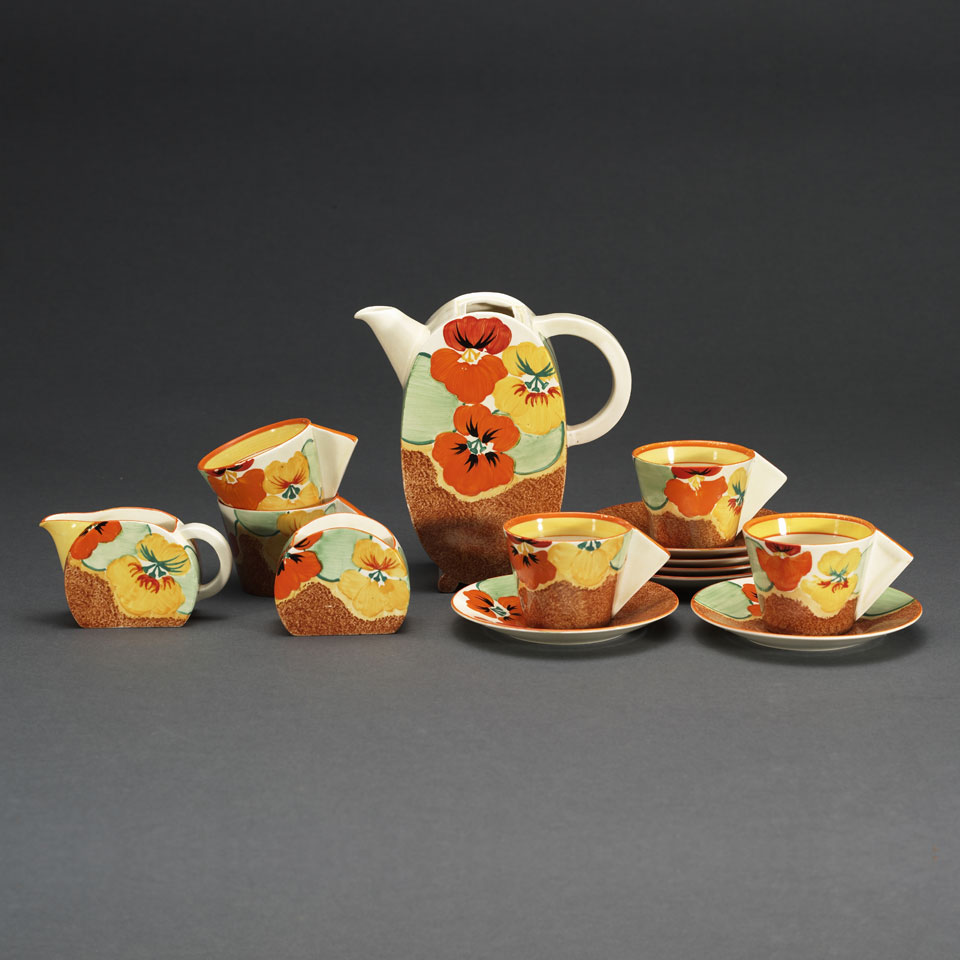 Appraisal: Clarice Cliff Bizarre Nasturtium Coffee Service c comprising fourteen pieces