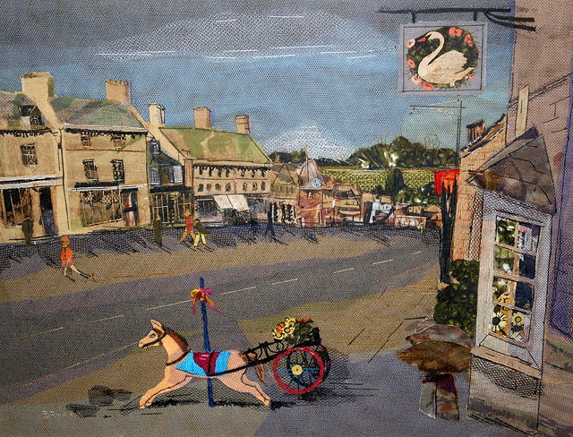 Appraisal: BOBBI RIDGLEY TH CENTURY 'The High Street Burford' signed collage