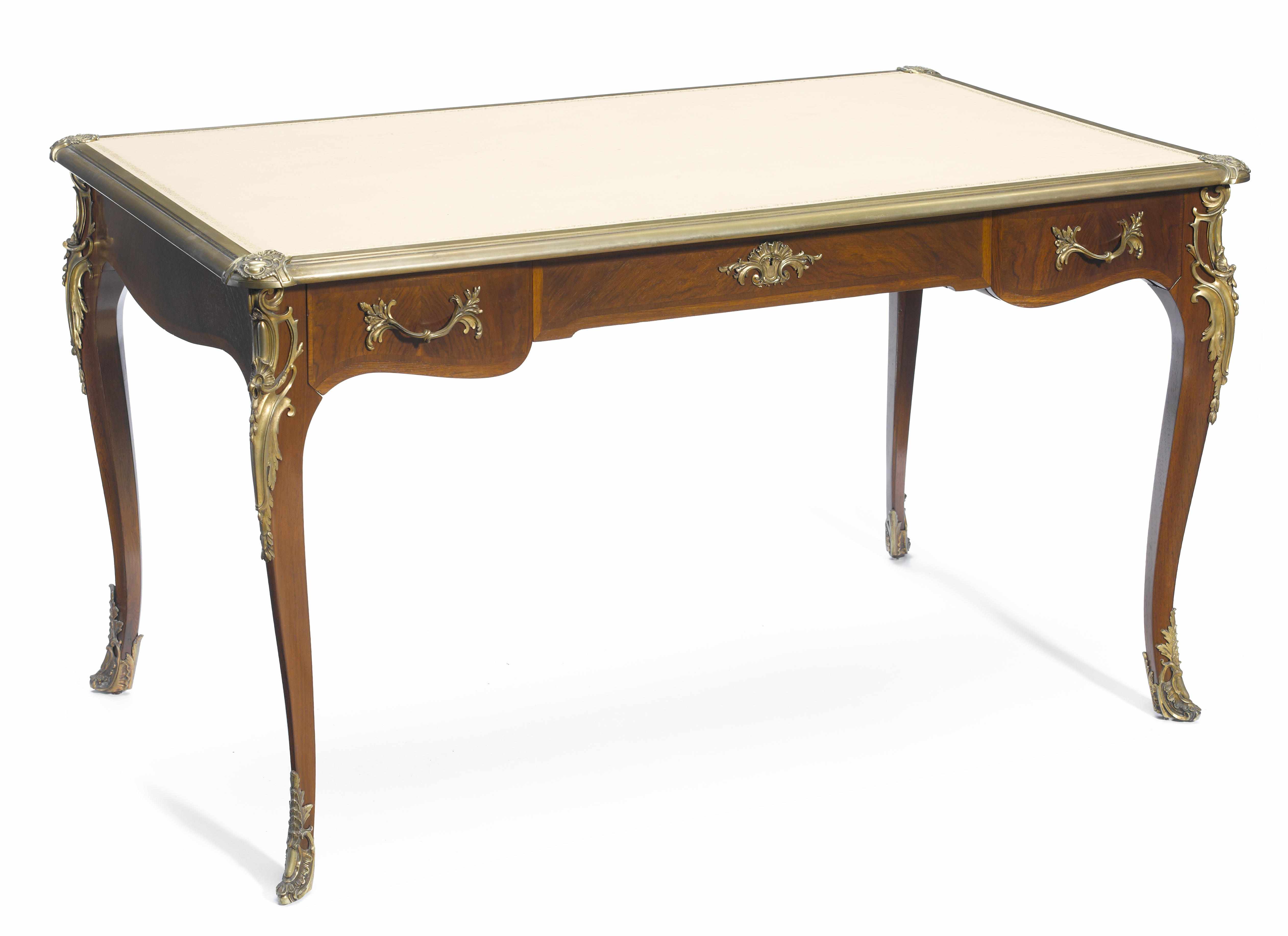 Appraisal: A Louis XV style gilt bronze mounted walnut bureau plat