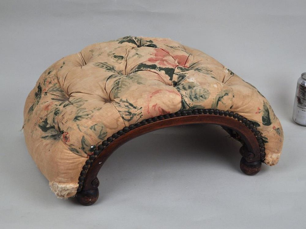 Appraisal: Regency Style Arched Upholstered Foot Stool arched form upholstery stains