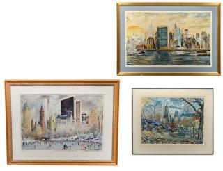 Appraisal: KAMIL KUBIK American - Three Color Prints View of Midtown