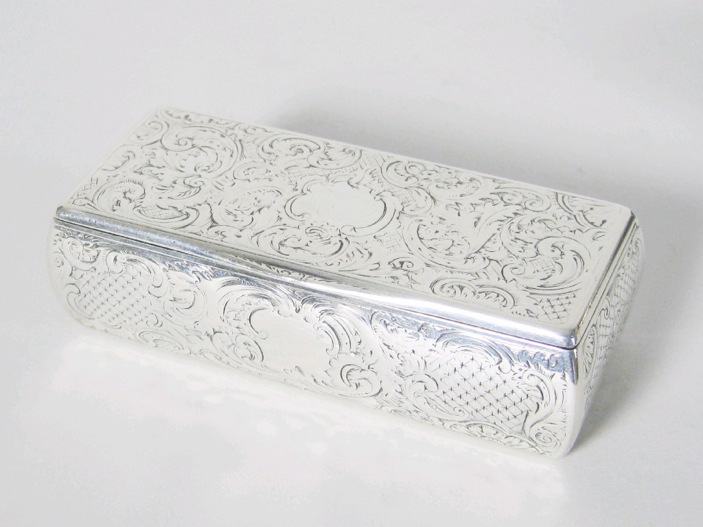 Appraisal: A William IV Snuff Box with leafage scroll engraving internal