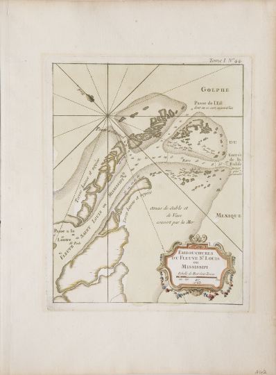 Appraisal: Nicholas Bellin Hand-Tinted Engraved Map of the mouths of Fleuve