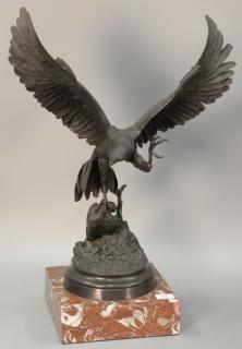 Appraisal: After Jules Moigniez - bronze eagle on marble base ht