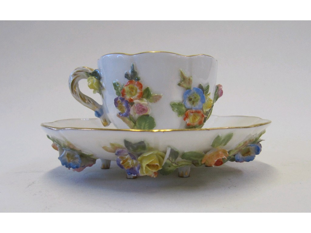 Appraisal: Meissen porcelain cabinet cup and saucer decorated in relief with