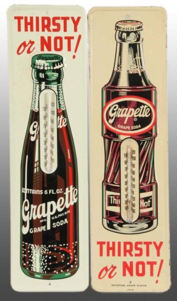 Appraisal: Lot of Embossed Tin Grapette Thermometers Description s to s