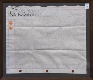 Appraisal: English Indenture contract English Indenture contract between Edward Morris of