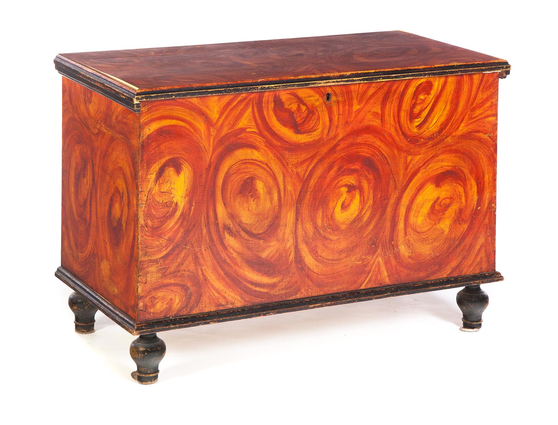 Appraisal: AMERICAN BLANKET CHEST First half- th century poplar Red flame