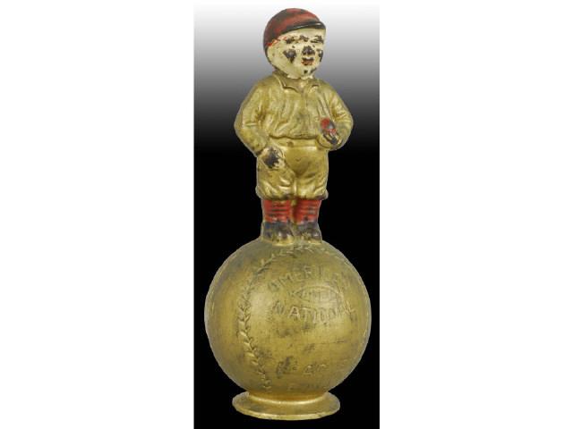 Appraisal: Cast Iron Mascot Baseball Still Bank Description Made by Hubley