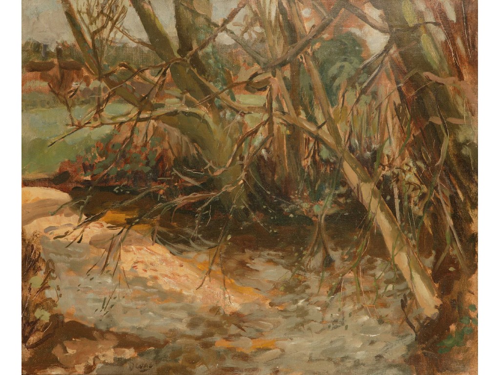 Appraisal: Anthony Devas A woodland stream signed oil on canvas x