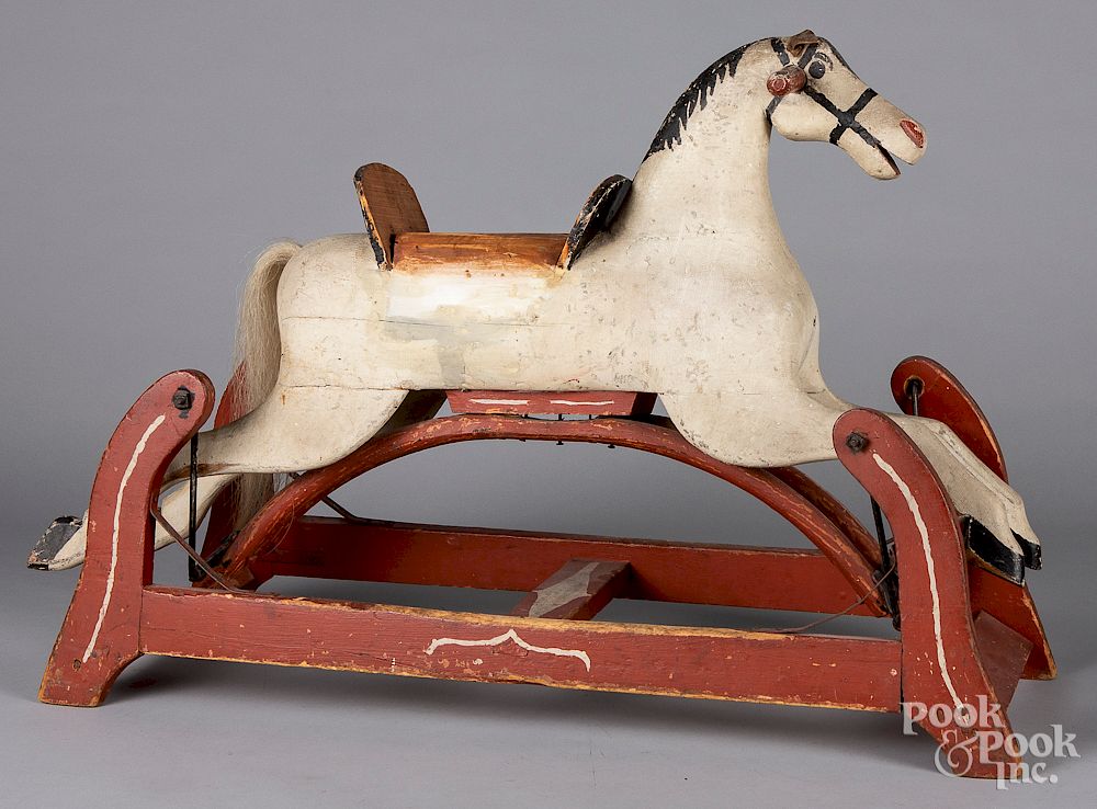 Appraisal: Painted pine rocking horse Painted pine rocking horse l Condition