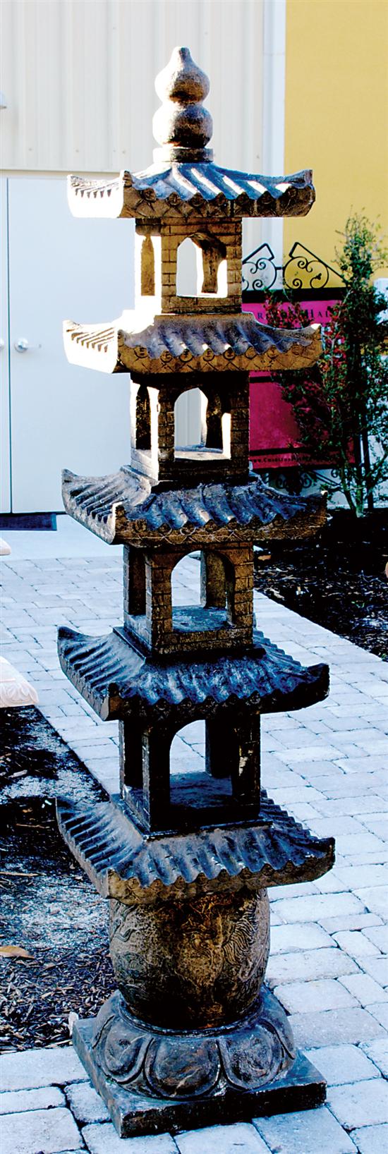 Appraisal: Pair Oriental carved stone temples late th century pagoda form