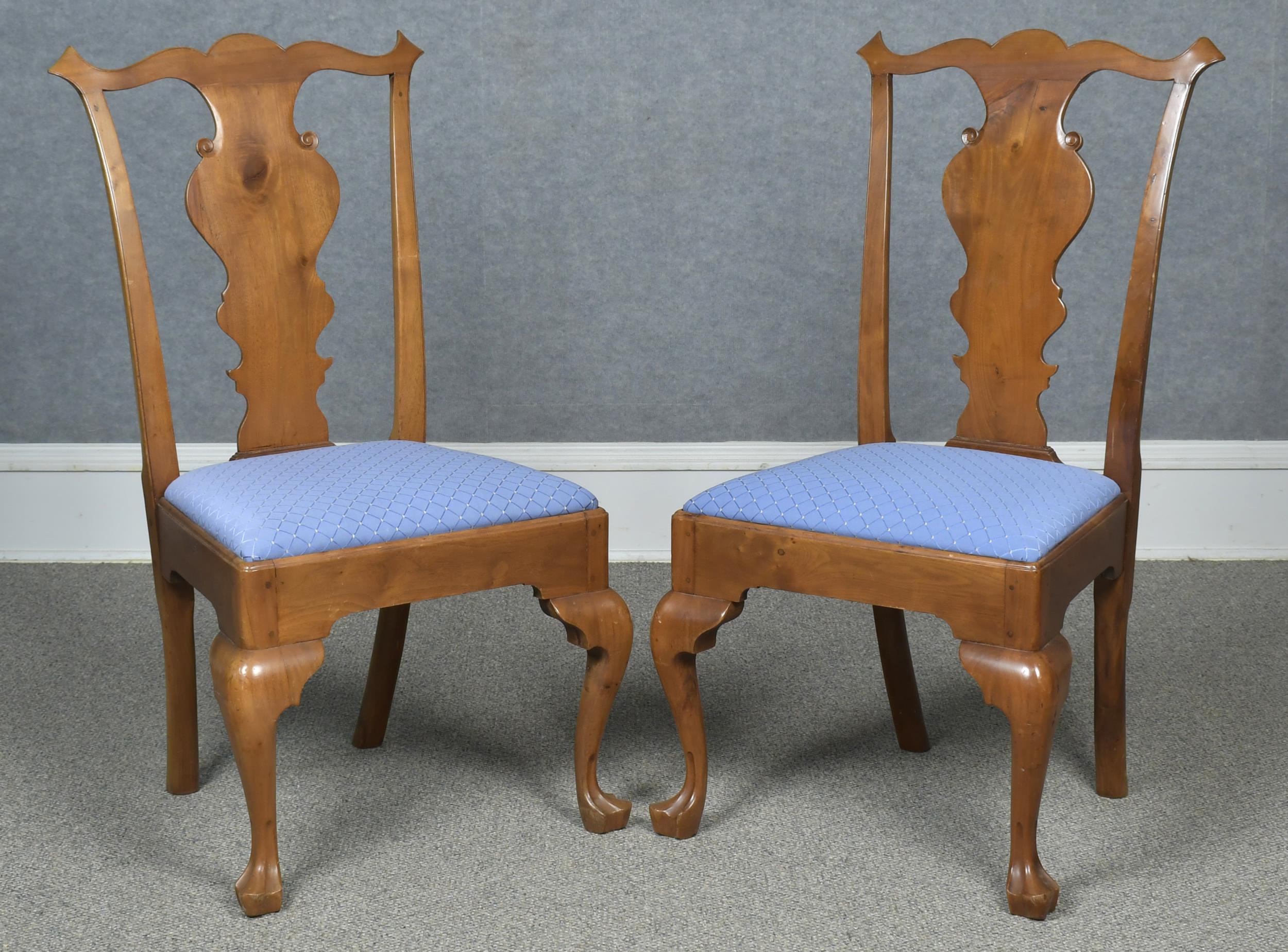 Appraisal: PAIR OF TH C PA WALNUT SIDE CHAIRS Ca Queen