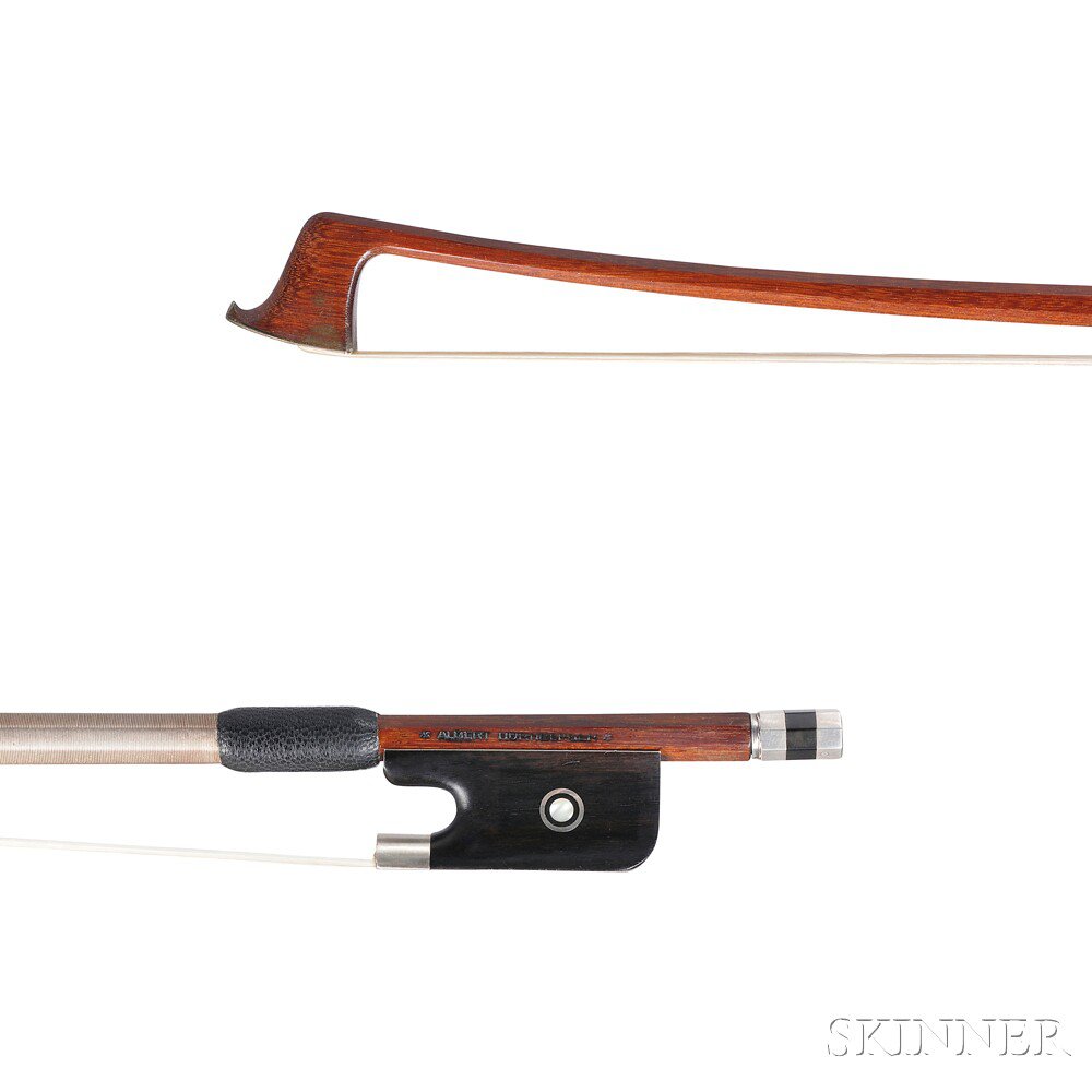 Appraisal: German Nickel Silver-mounted Viola Bow Albert Nurnberger the octagonal stick