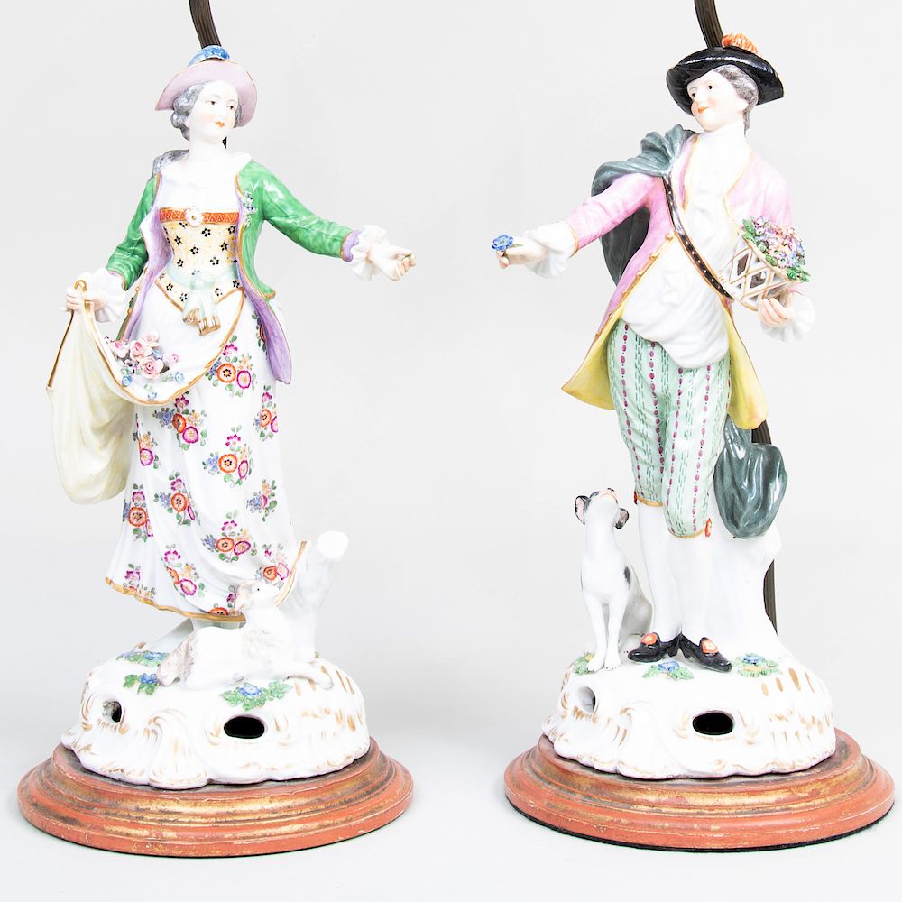 Appraisal: Pair of Large Samson Porcelain Figures of a Gardener and