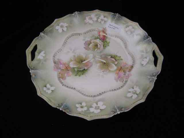 Appraisal: R S Prussia Porcelain Cake Plate fine floral with gold