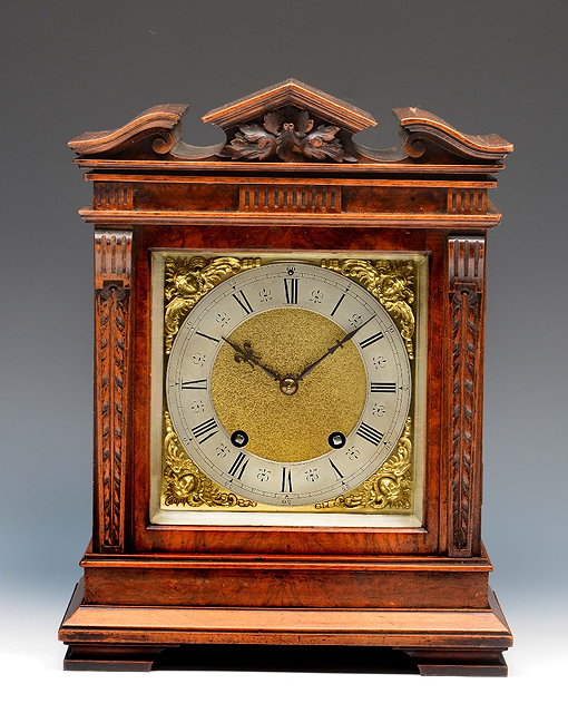 Appraisal: A Lenzkirch figured walnut mantel clockthe square brass dial with