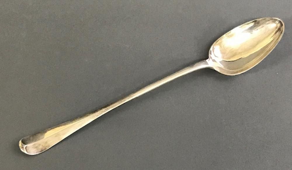 Appraisal: Silver Hallmarked Stuffing Spoon Silver hallmarked stuffing spoon l troy