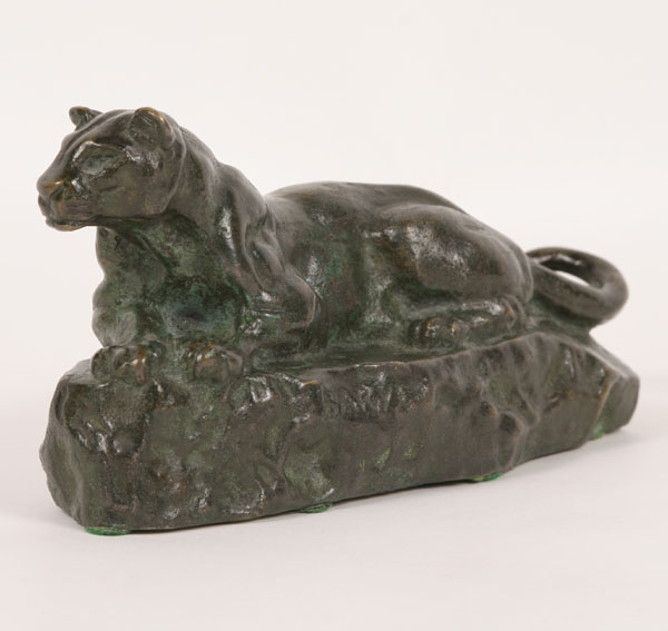 Appraisal: Antoine Louis Barye French - bronze figure of a reclining