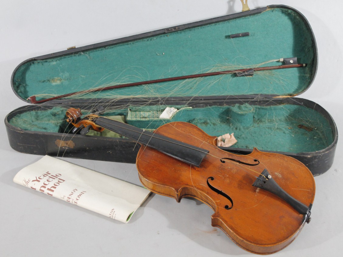 Appraisal: An early thC two piece violin with pine carcass and