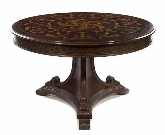 Appraisal: A Modern Regency Style Marquetry Inlaid Breakfast Table Alfonso Marina