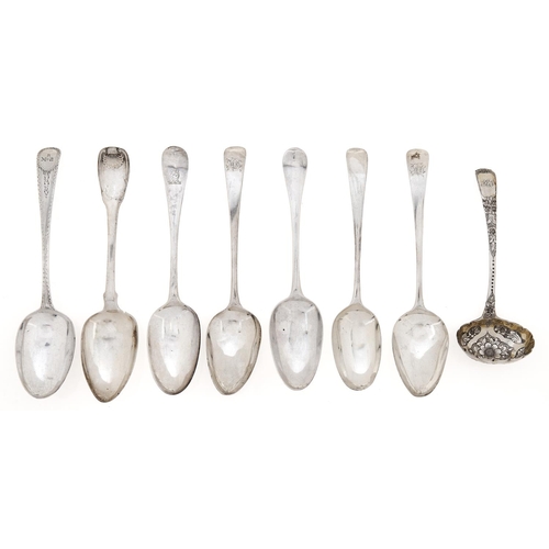 Appraisal: A George III silver tablespoon bright cut Old English pattern