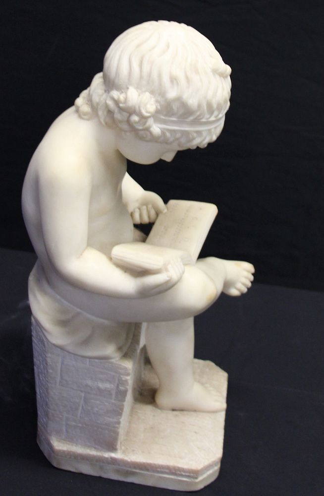 Appraisal: Antique Marble Sculpture Of A Child Reading Nicely executed apparently