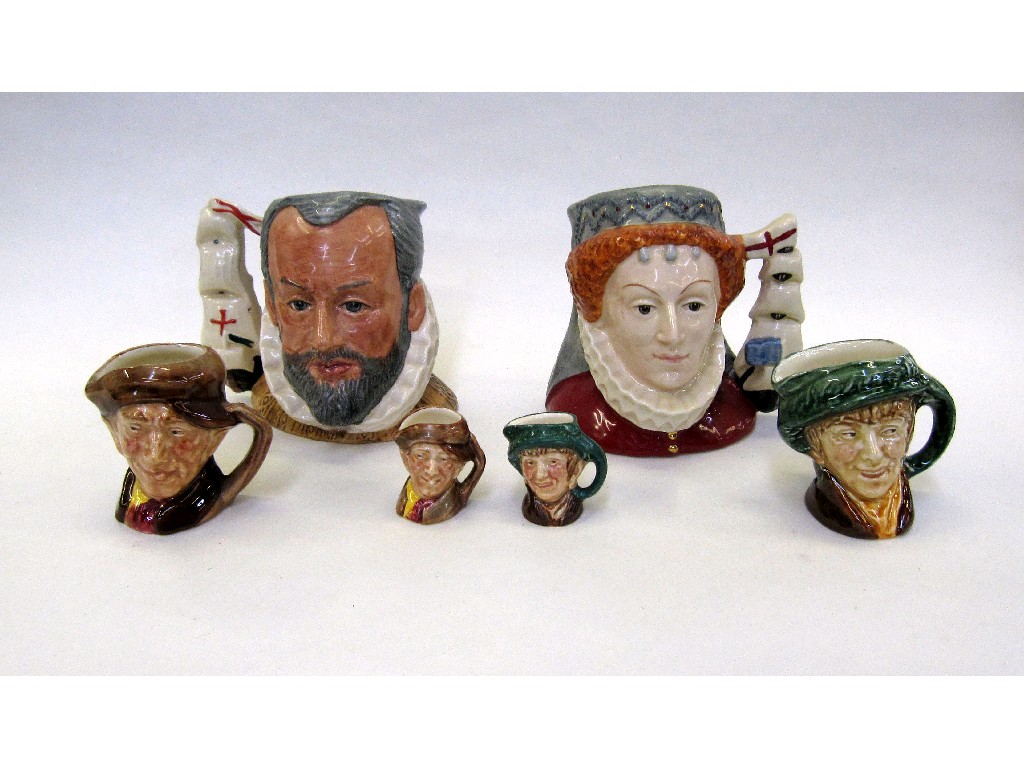 Appraisal: Six Royal Doulton character jugs to include King Phillip II