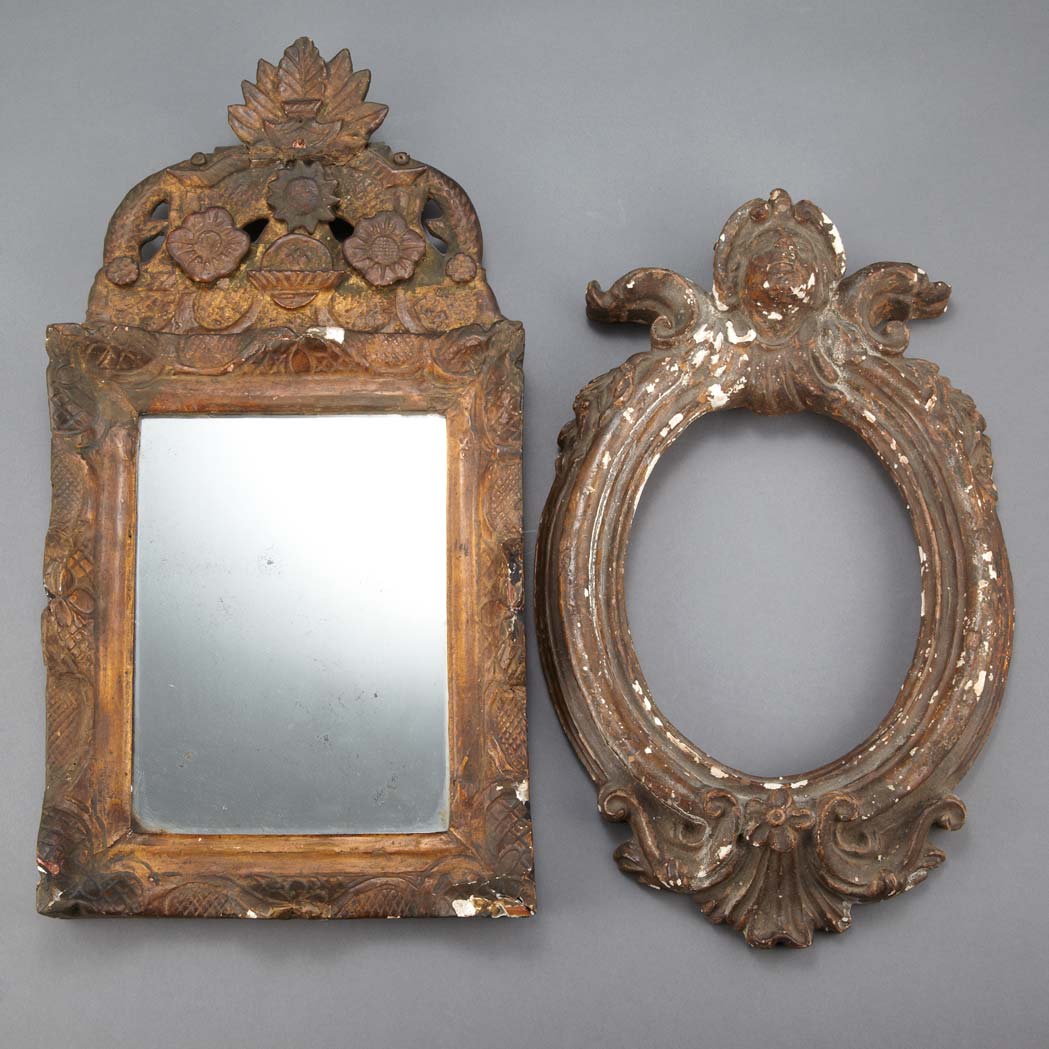 Appraisal: French Gilt-Wood Mirror th Century The rectangular mirror plate surmounted