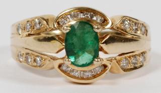 Appraisal: LADY'S KT GOLD EMERALD AND DIAMOND RING LADY'S KT GOLD