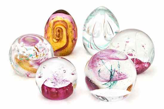 Appraisal: Six Caithness Glass Paperweights two of ovoid form including Cinderella