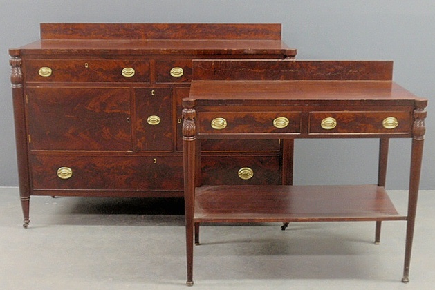 Appraisal: - Sheraton style mahogany sideboard h x w early th