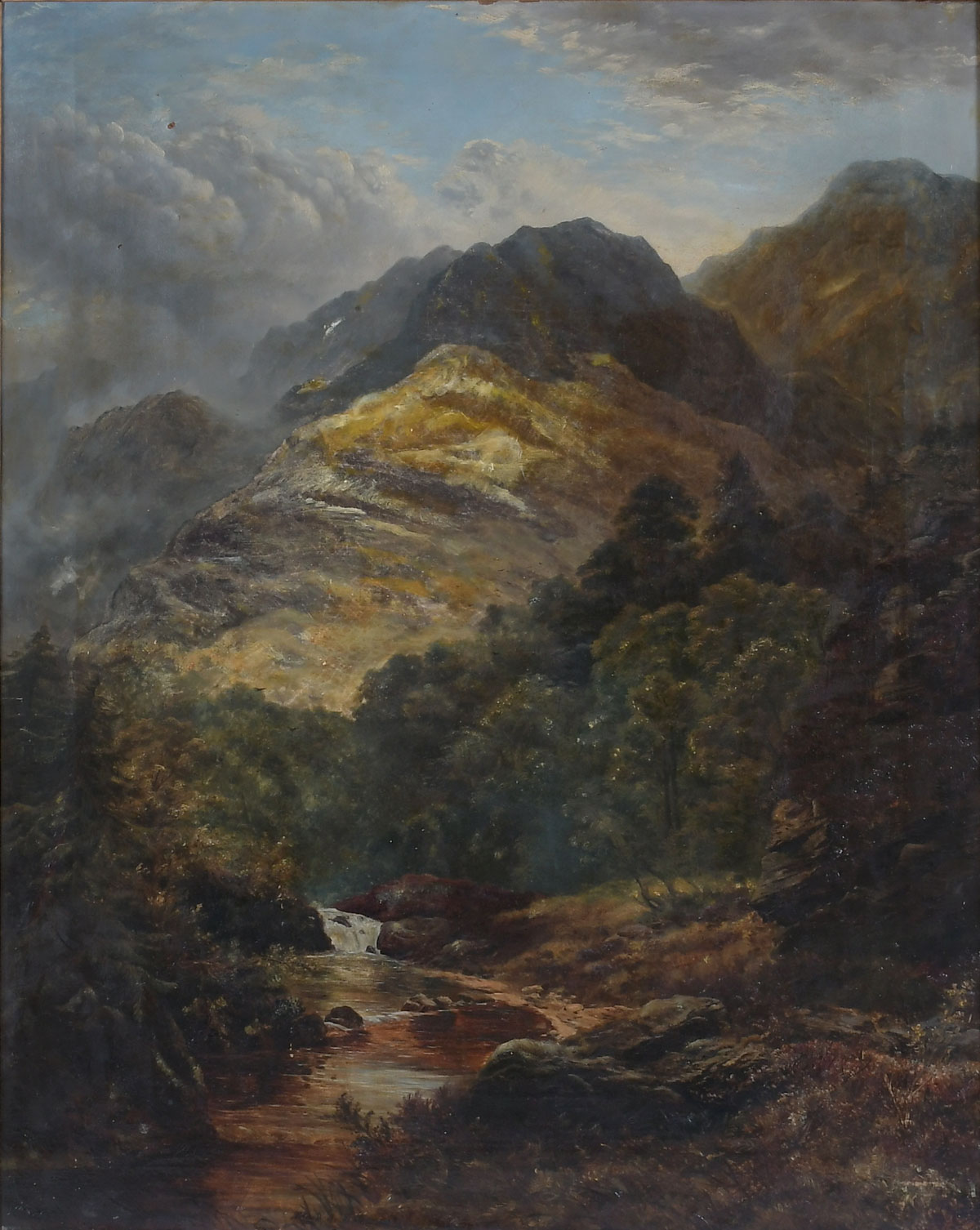 Appraisal: DE BREANSKI SR Alfred Scottish - Atmospheric Highland Stream Landscape