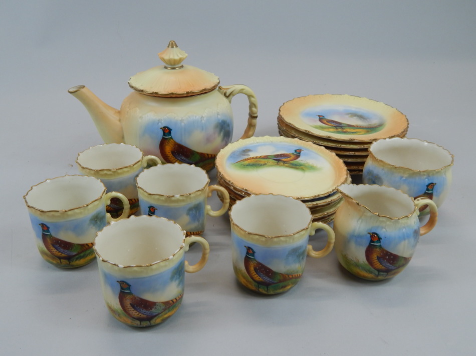 Appraisal: A Locke Co Worcester porcelain part tea service on a