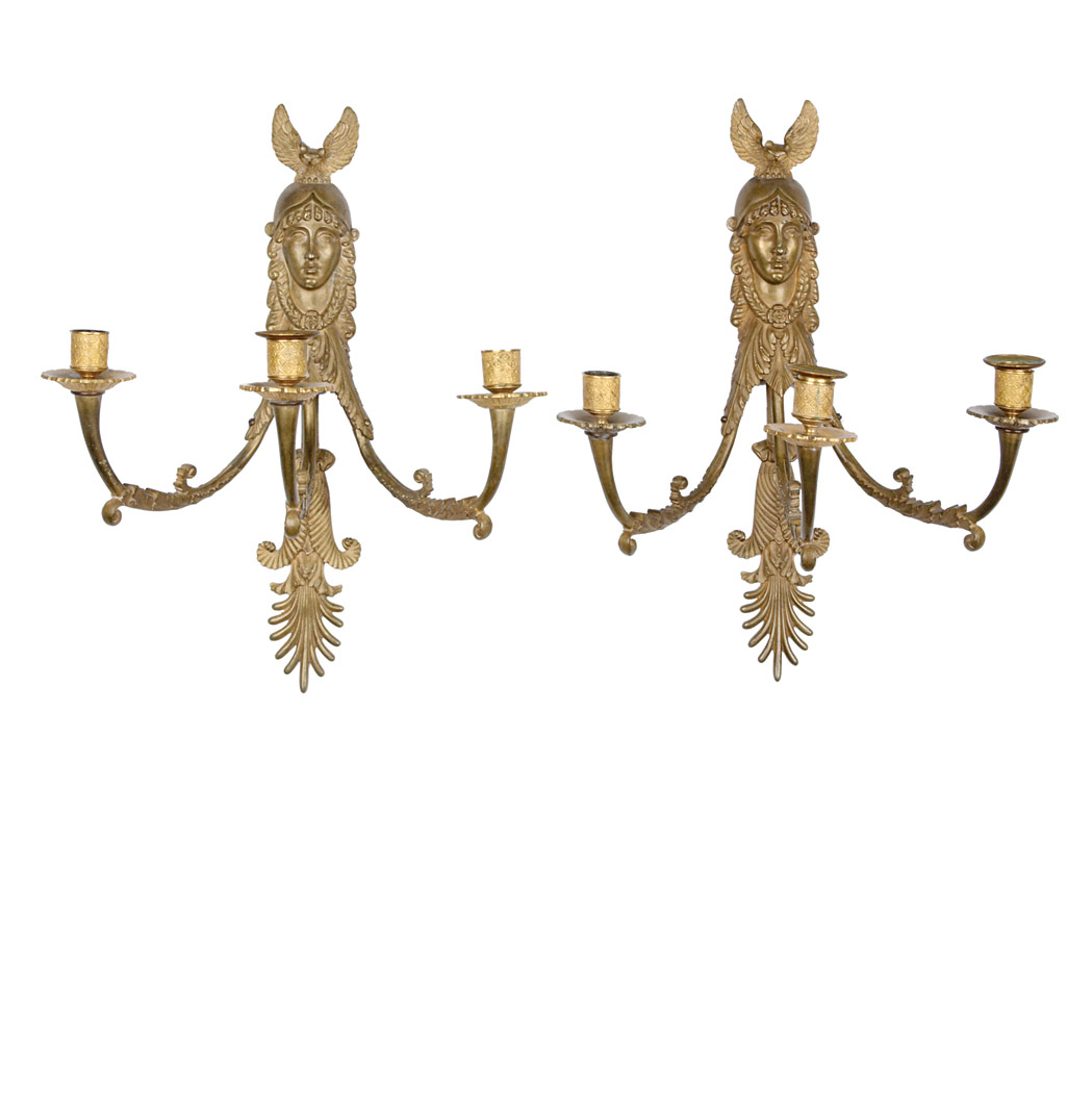 Appraisal: Pair of Russian Gilt-Bronze Three-Light Sconces After a model by