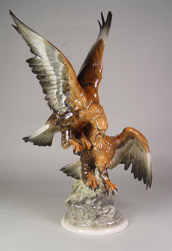 Appraisal: Impressive Hutschenreuther Porcelain Eagle Figure Depicting two eagles with spread