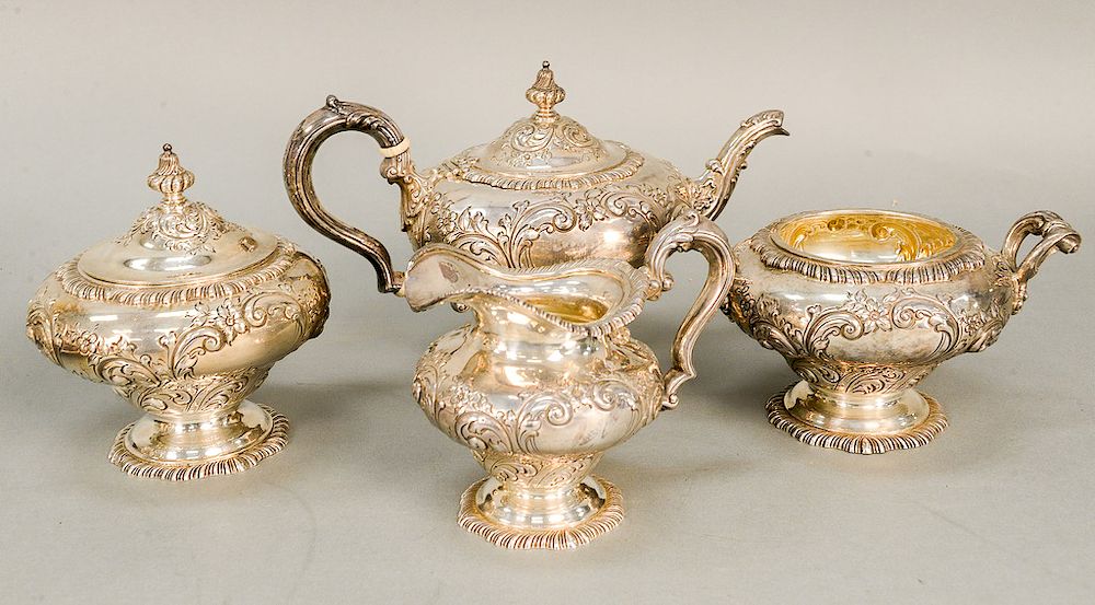 Appraisal: Four piece sterling silver tea set including teapot sugar creamer