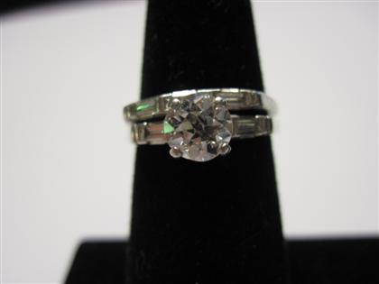 Appraisal: Platinum and diamond engagement ring and wedding bandApproximately carat Old