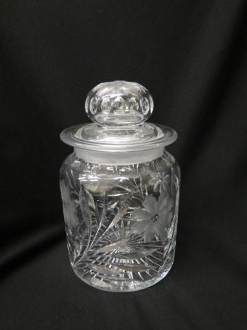 Appraisal: Cut Glass Humidor deep cut floral ' excellent