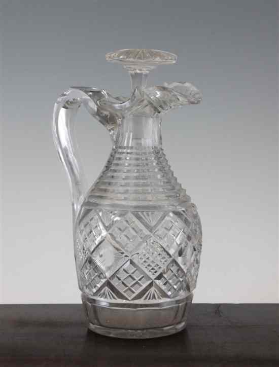 Appraisal: A George III Irish cut glass claret jug possibly Waterford