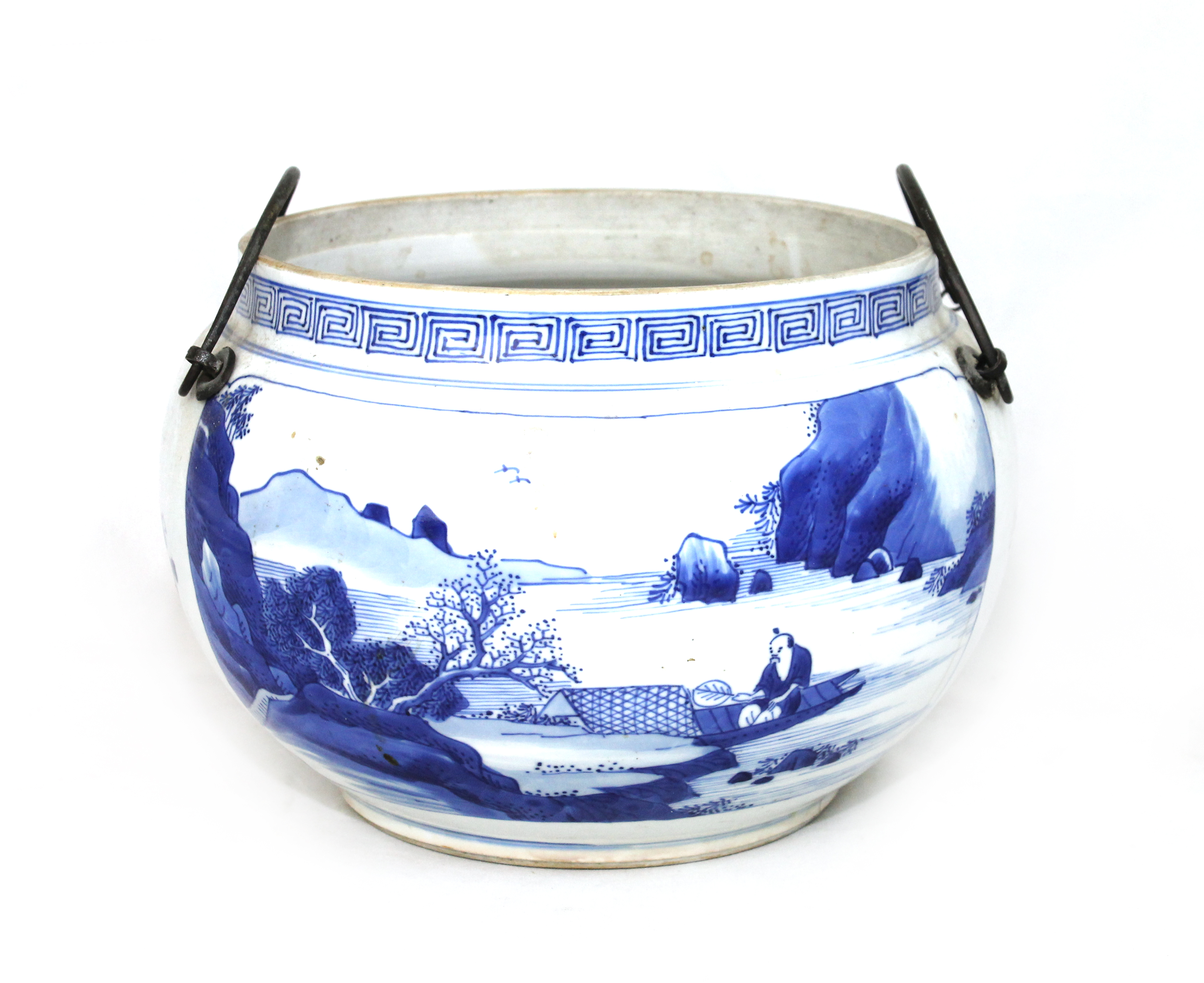 Appraisal: A Chinese blue and white jar Kangxi set with metal