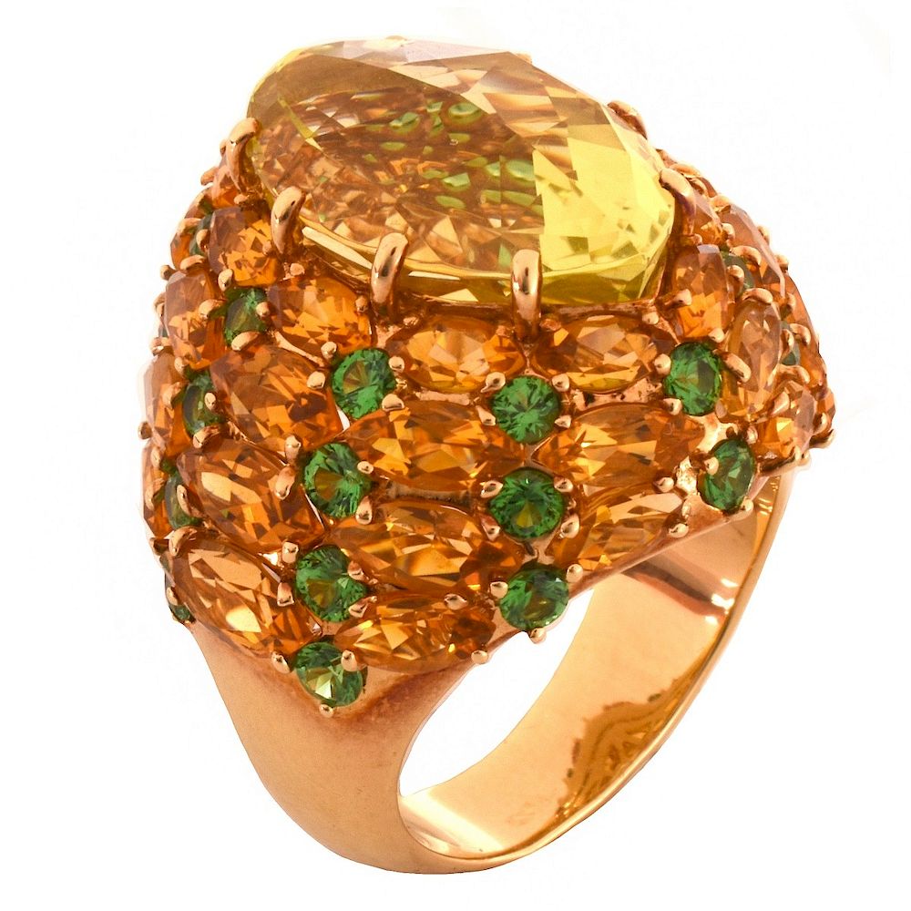 Appraisal: Rodney Rayner Gemstone Ring Rodney Rayner Marquise Cut Citrine Yellow