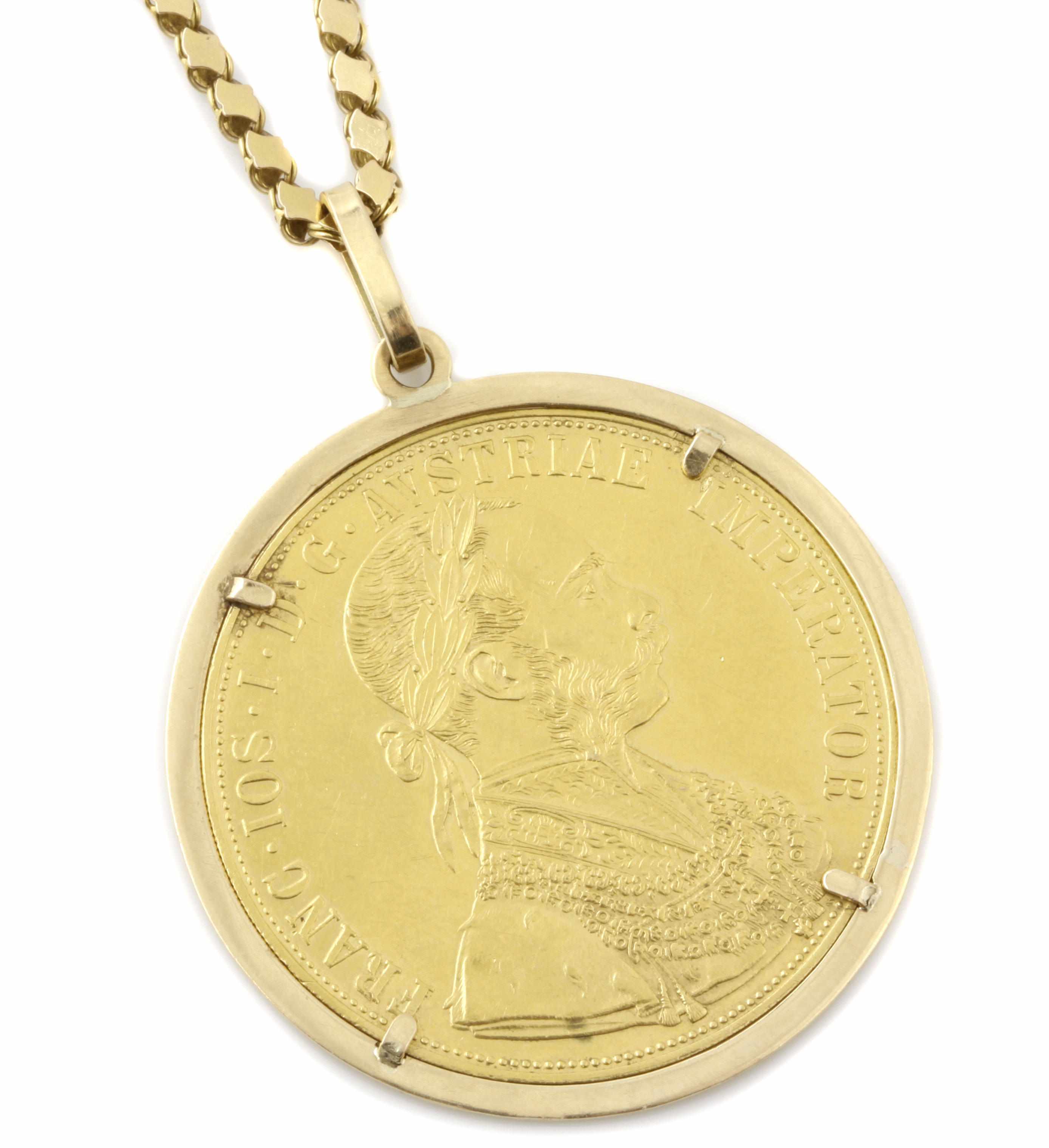 Appraisal: A k gold Franz Joseph coin pendant with an k